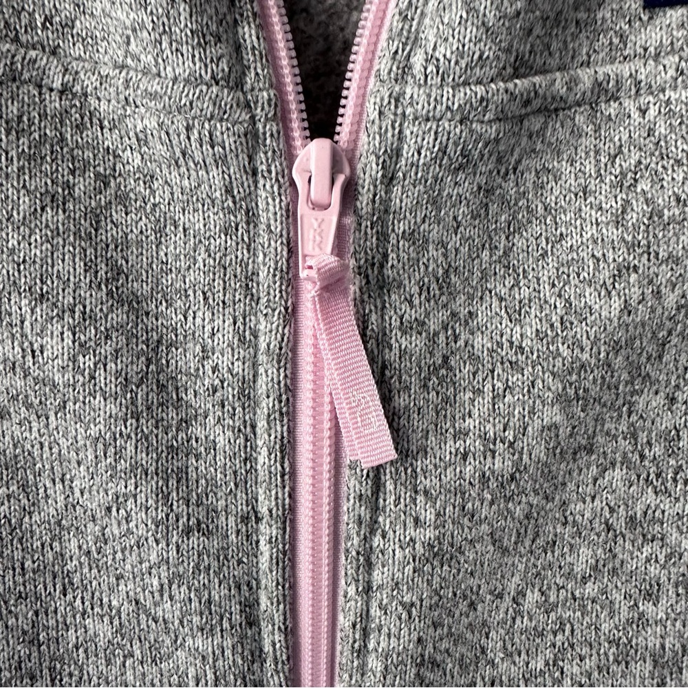 Vineyard Vines Zip Up Preppy Sweater Grey and Pink Girls Large 14 - Picture 4 of 12